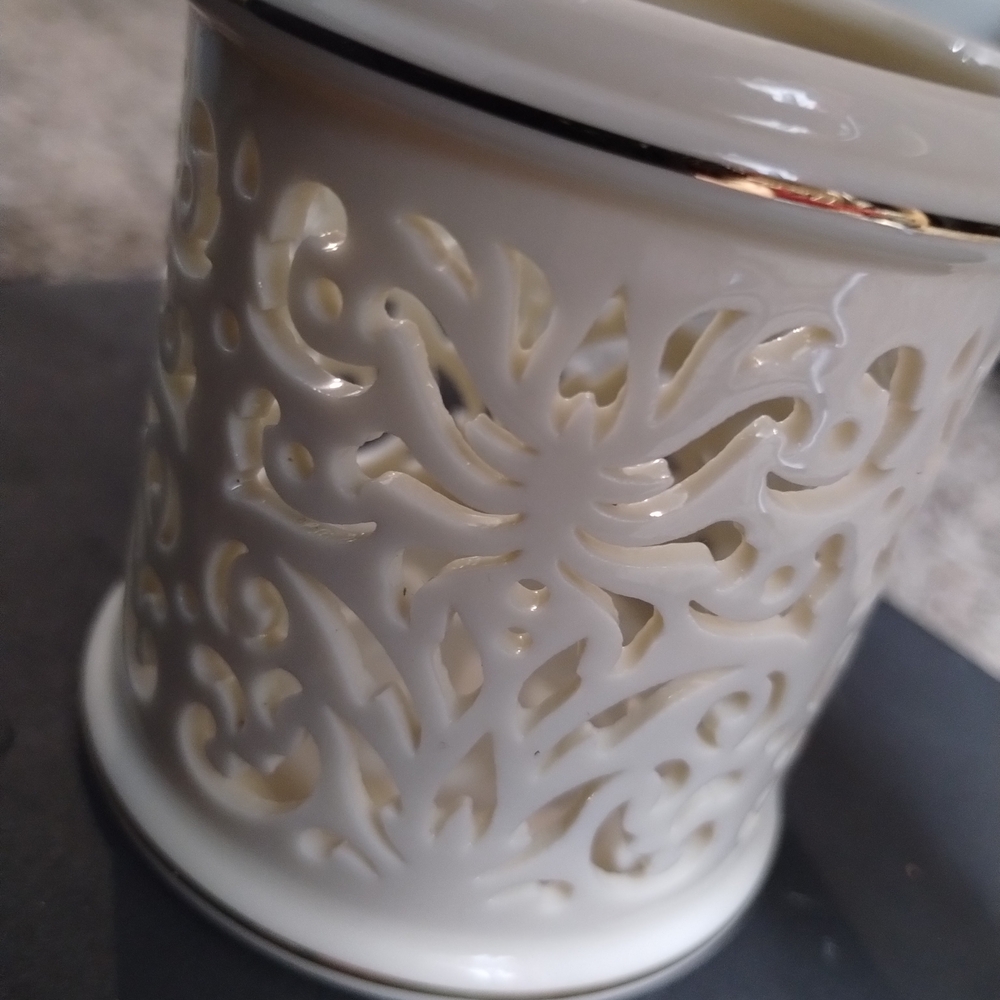 Lenox Cream Candle Holder with Intricate Accents